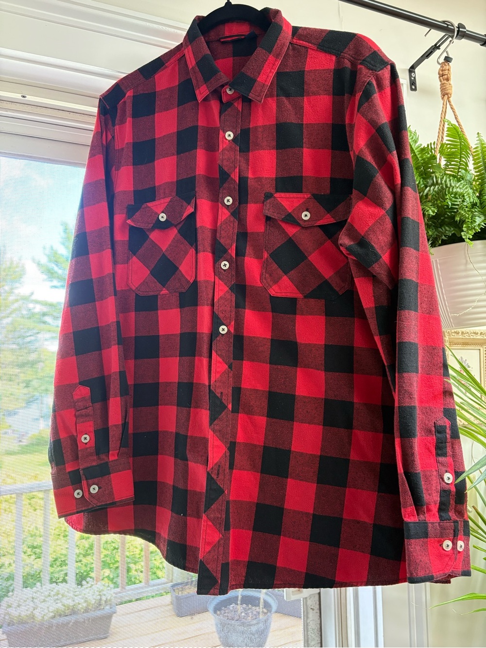 DESIGN IN ITALY, LUXURY SHIRT, RED BUFFALO PLAID X-LARGE
